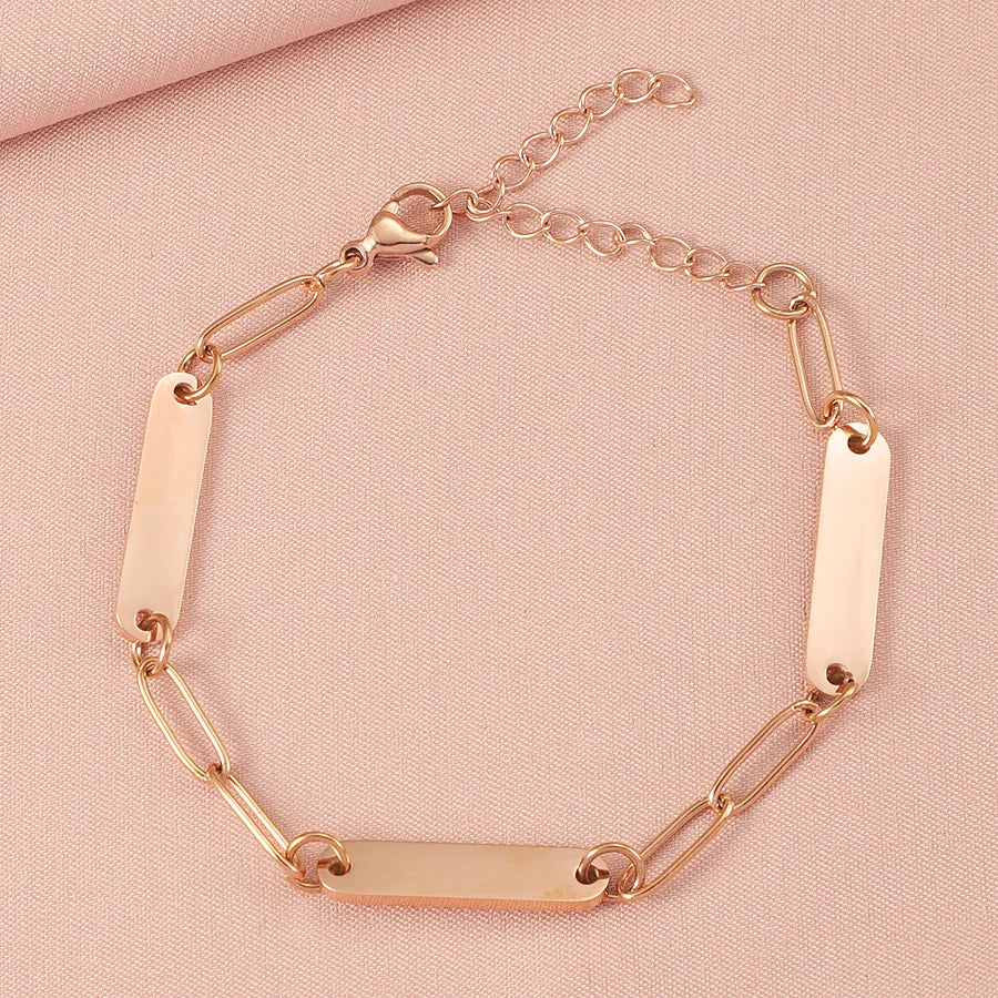 Simple Style Geometric 304 Stainless Steel Paperclip Chain Bracelets In Bulk