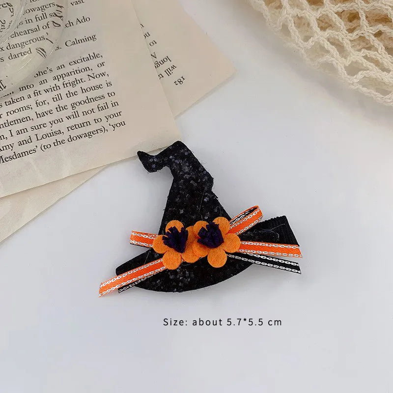exaggerated funny halloween pattern pumpkin bow knot alloy cloth hair clip