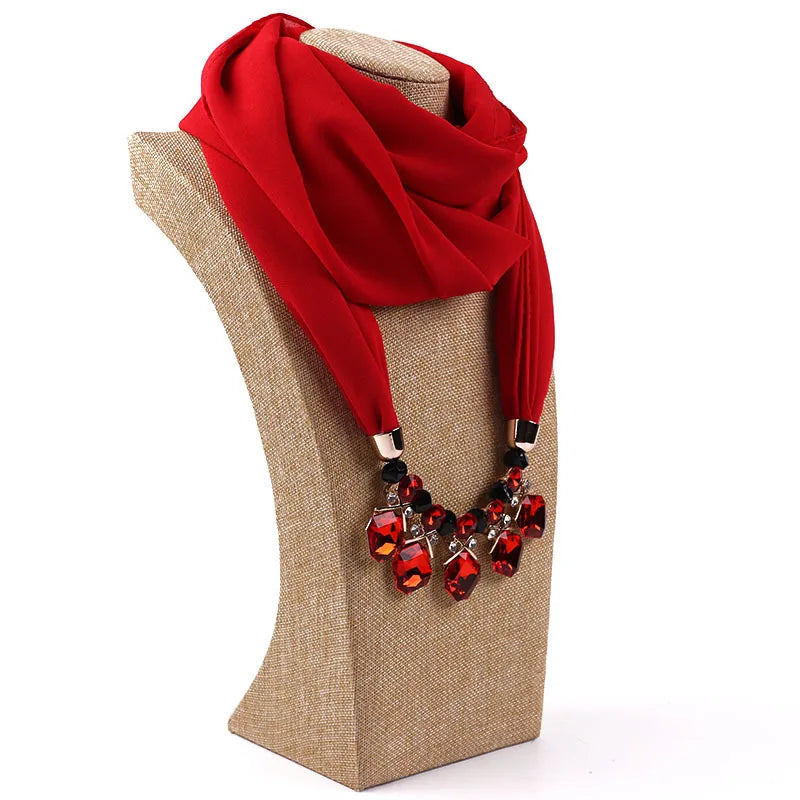 women's elegant solid color chiffon tassel scarf