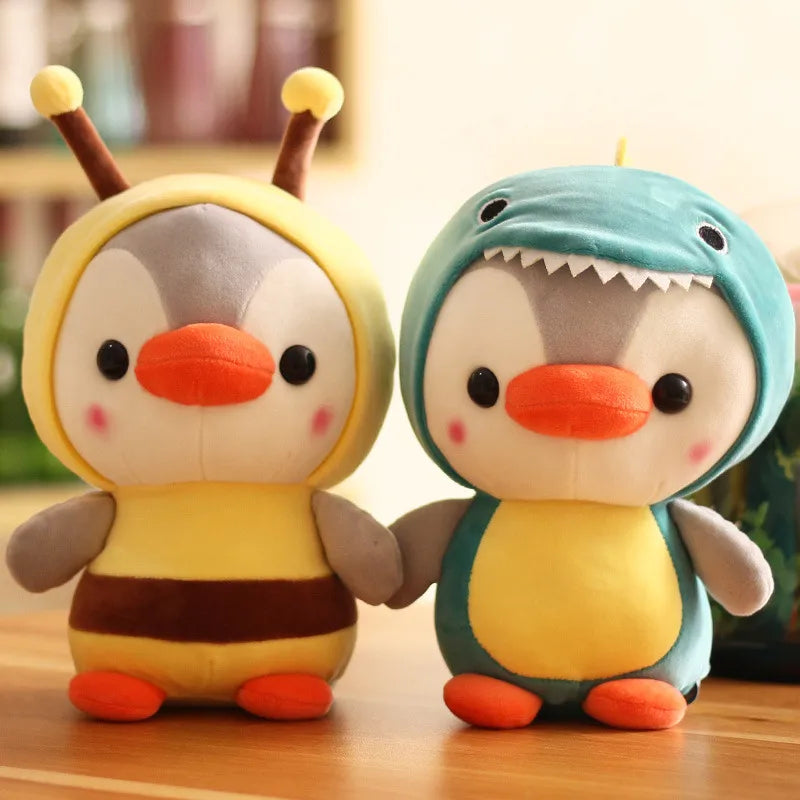 Suitable for Internet Popular Cute Penguin Doll Plush Toy Little Penguin Transformation Dinosaur Frog Doll Trumpet Grab