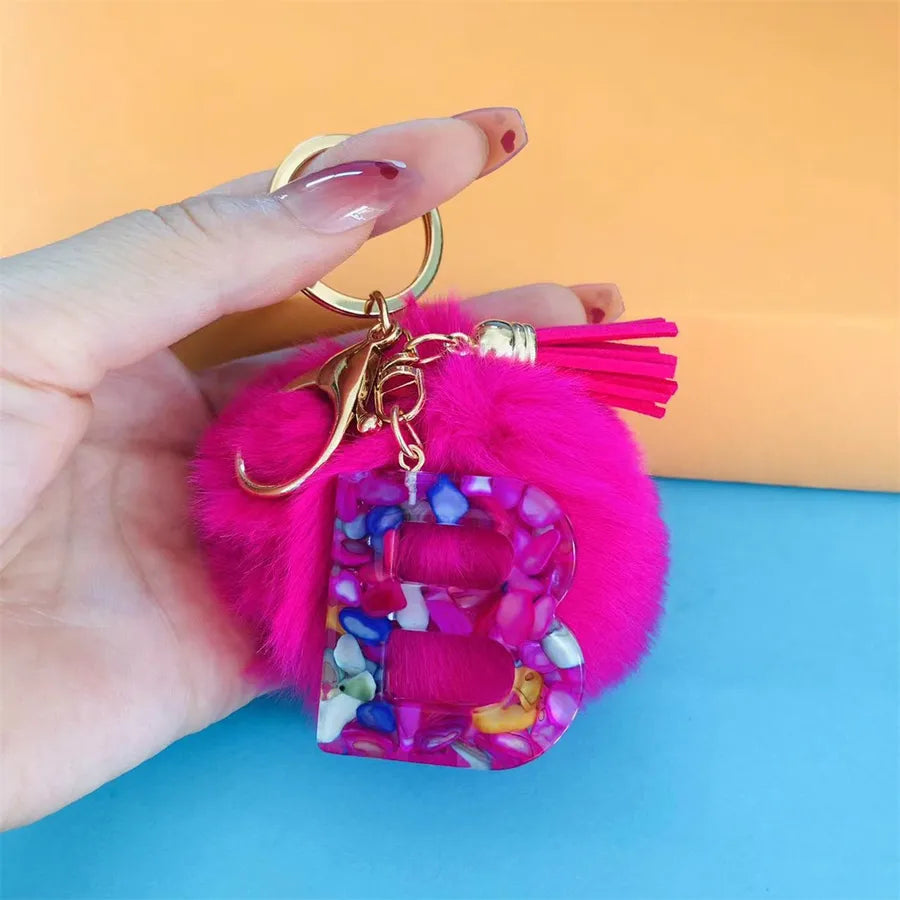 Simple Style Commute Letter Hairball Resin Unisex Bag Pendant Keychain