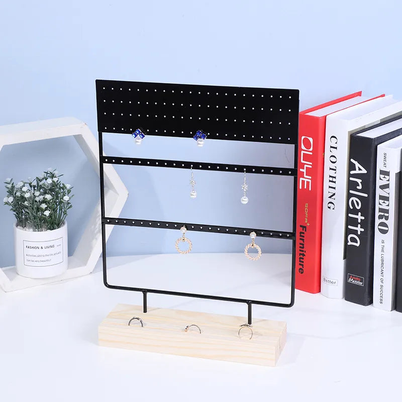 Wrought Iron Creative Earrings Pine Bottom Household Hanging Earrings Earrings Storage Jewelry Display Shelf Factory Wholesale