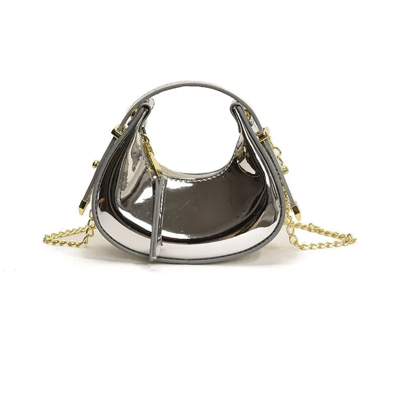 Women's Medium Pu Leather Solid Color Streetwear Sewing Thread Dumpling Shape Zipper Handbag Crossbody Bag