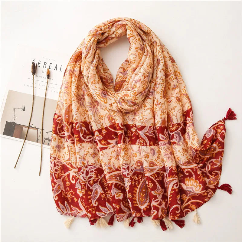 hot selling fashion retro small flower twill cotton scarf