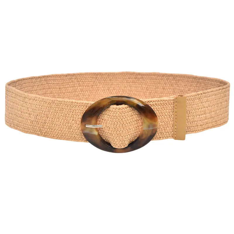 Retro Commute Stripe Solid Color Straw Women's Woven Belts