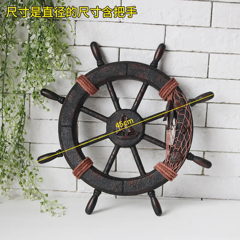 Detachable Handle Mediterranean Sailor Home Wall Hanging Steering Wheel Decor Bar Wall Background Wooden Crafts