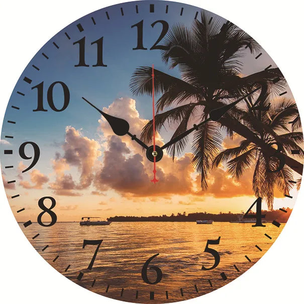 silent wall clock retro wood ocean clock wall sticker simple wall clock retro explosion hanging clock