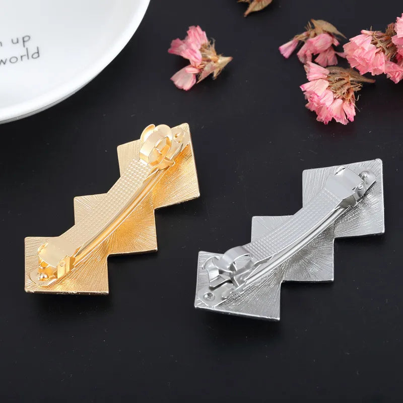 simple style rhombus alloy plating hair clip