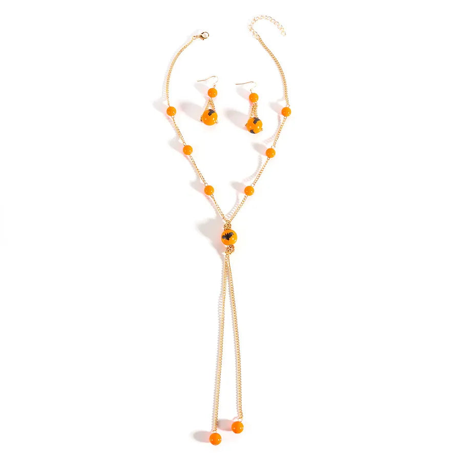 Halloween Long Tassel Earrings Pendant Simple Bat Skull Necklace Geometric Pattern Personalized Women's Jewelry Accessory