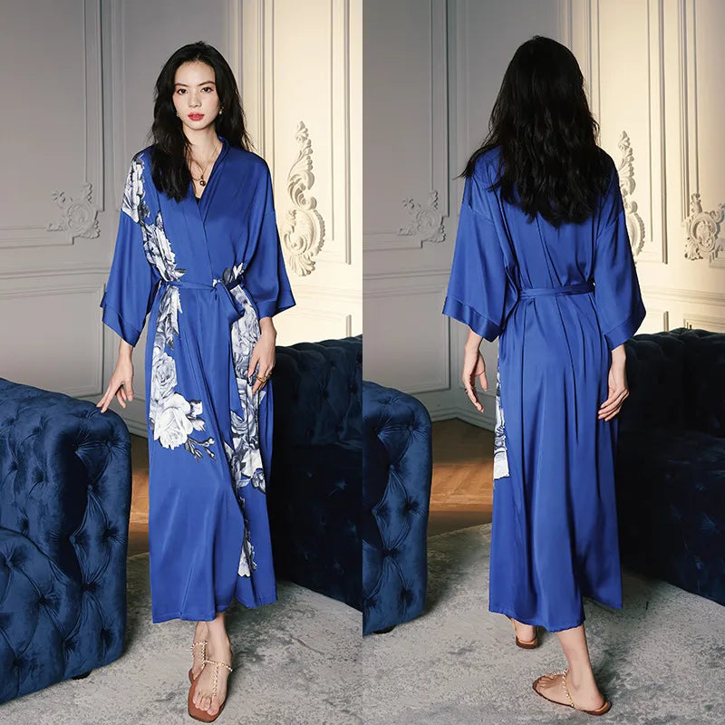 new satin chiffon ice silk light bathrobe multicolors