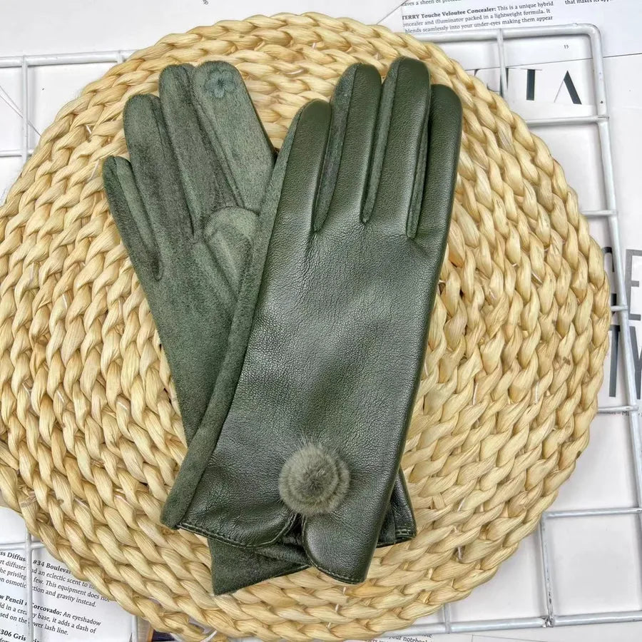 Fashionable PU Velvet Touchscreen Gloves For Women Elegant Business Style Autumn Winter Warm Driving Cycling Outdoor Gloves