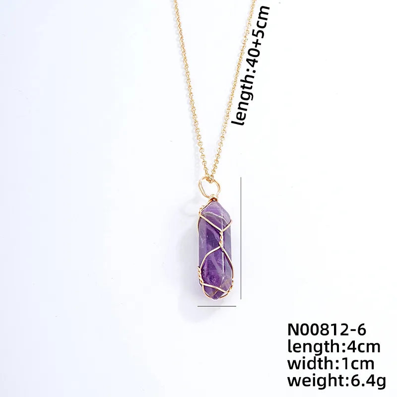 ig style handmade simple style geometric stainless steel natural stone pendant necklace
