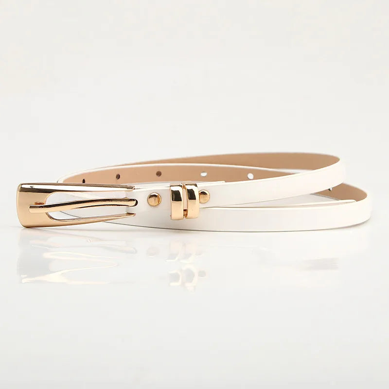 fashion solid color pu leather alloy women's leather belts