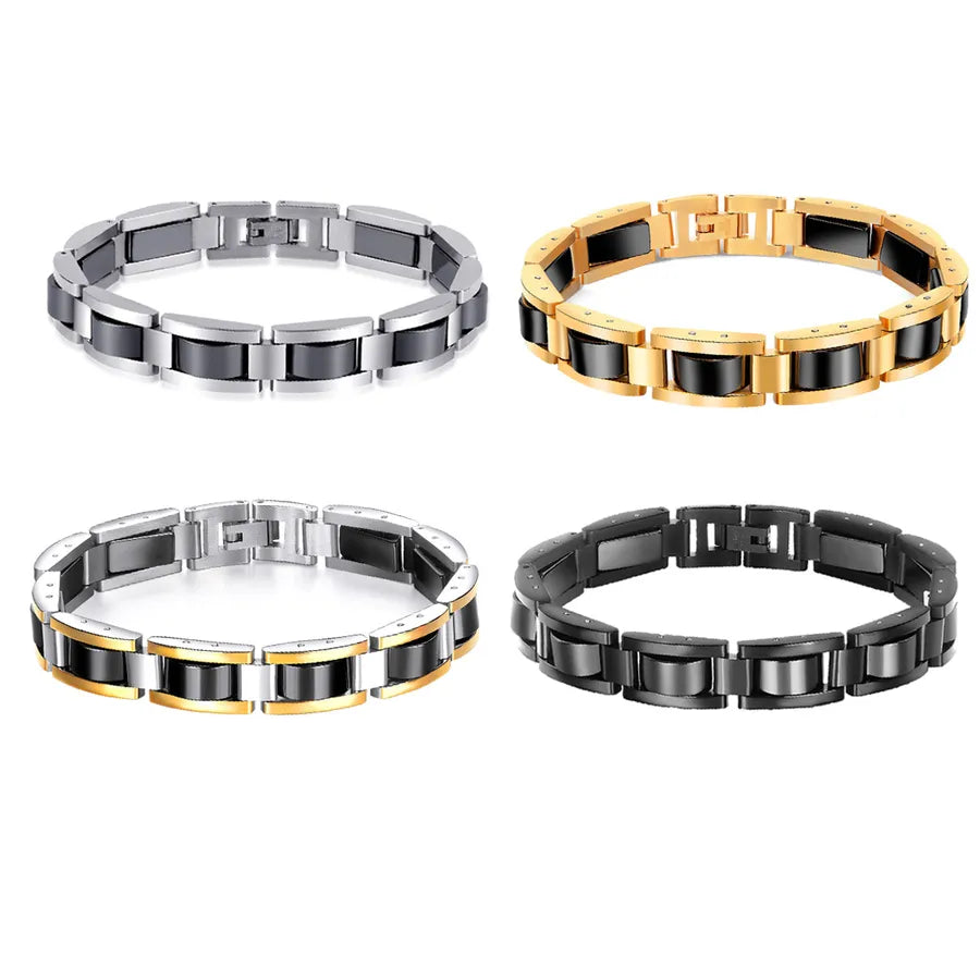 Hip-Hop Vintage Style Geometric Titanium Steel Mixed Metal Plating Men's Bracelets Men Chain Bracelets