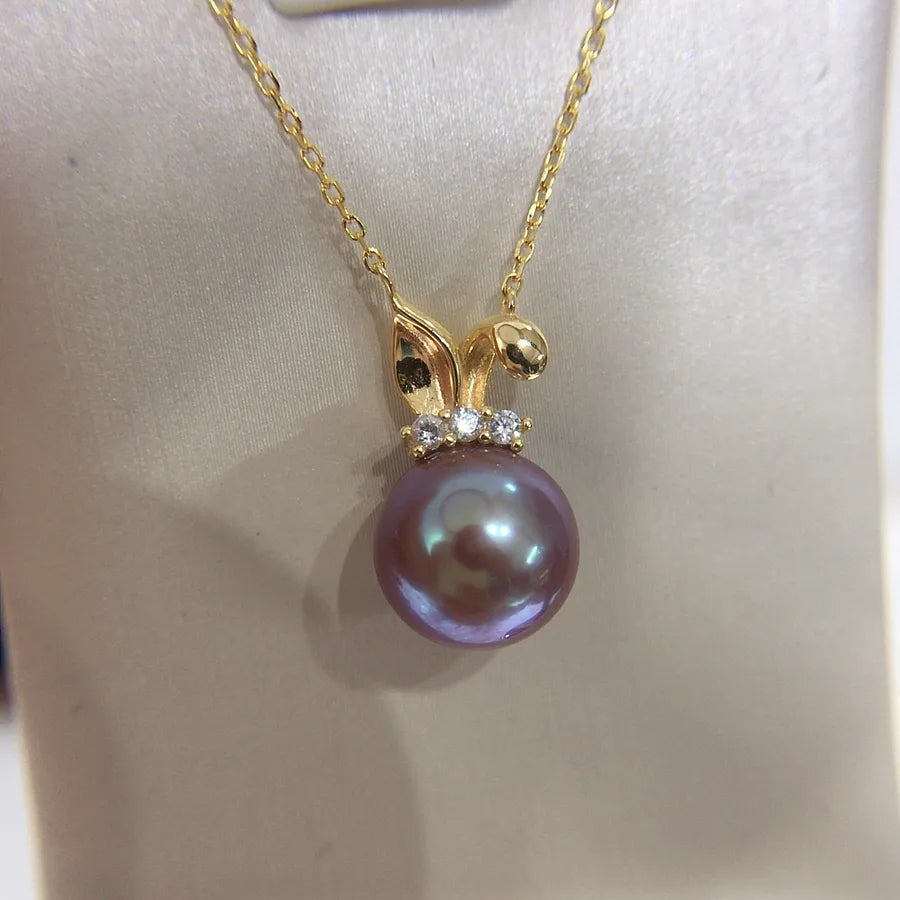 Diana Natural Freshwater Pearl Pendant Highlight Round and Immaculate Princess S925 Sterling Silver Pearl Necklace Clavicle Chain