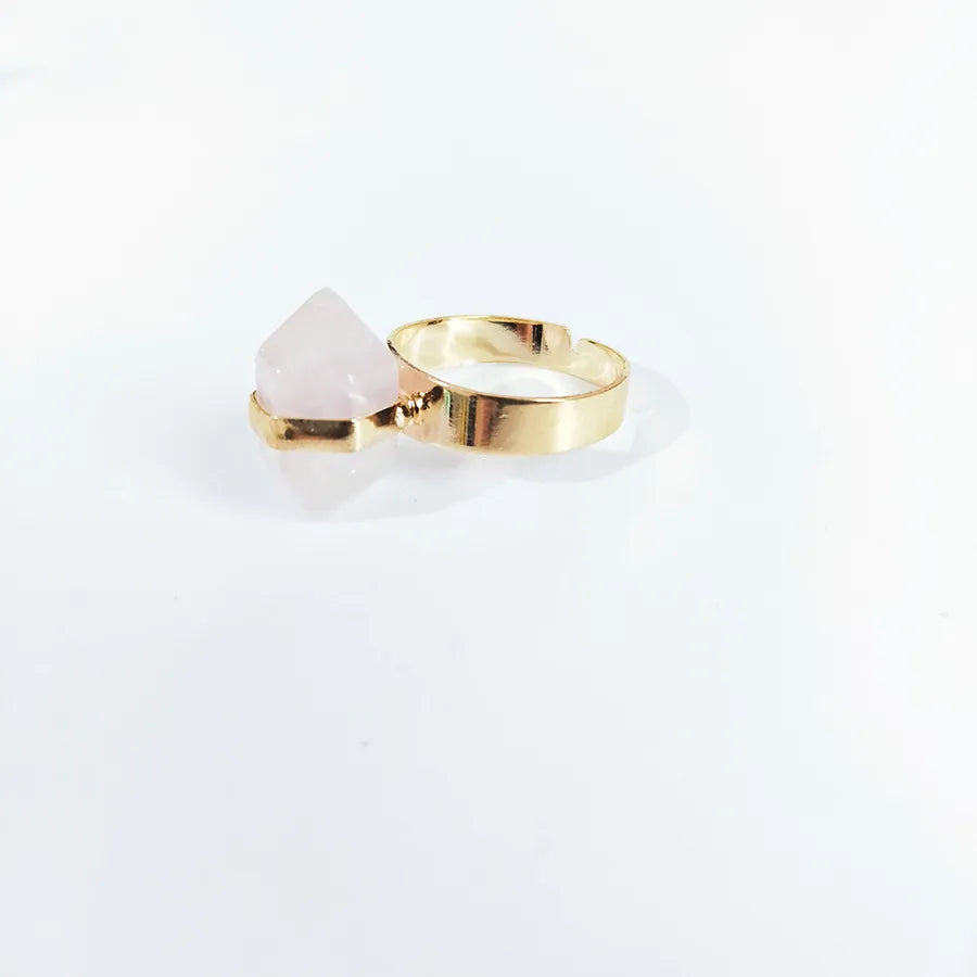 simple style oval crystal patchwork open ring 1 piece