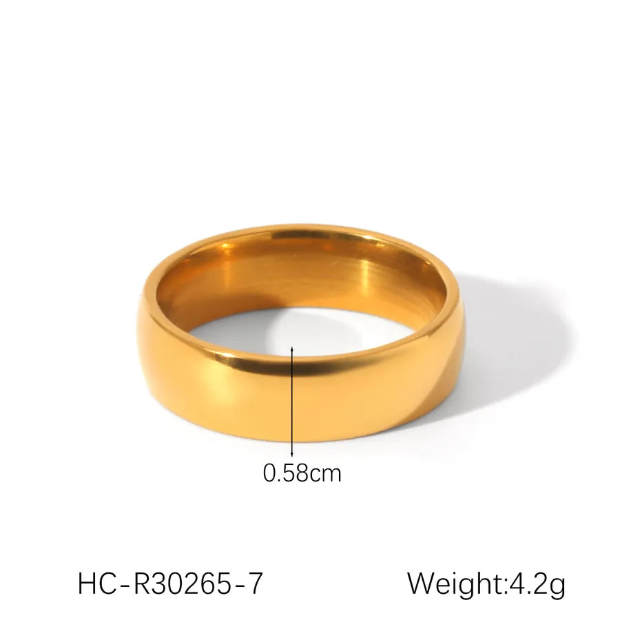 Wholesale Jewelry Modern Style Solid Color 304 Stainless Steel Titanium Steel Zircon 18K Gold Plated Rings