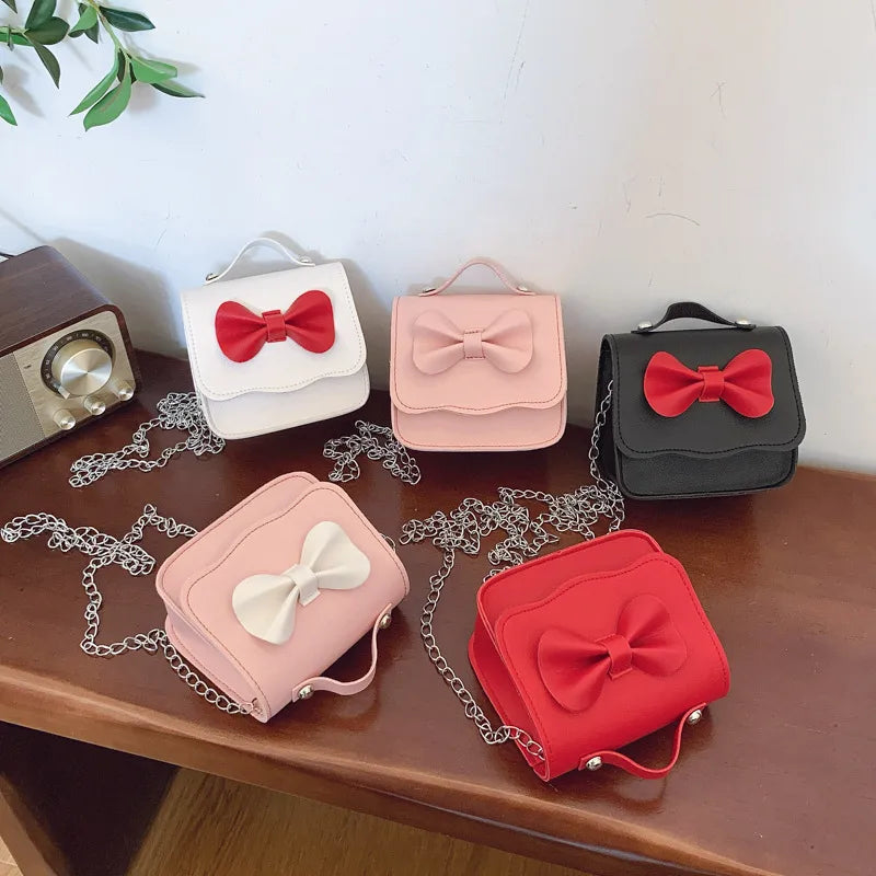 Children's Bags New Wave Pattern Bow Girls' Single-Shoulder Bag Fashion Baby Chain Messenger Bag Coin Purse