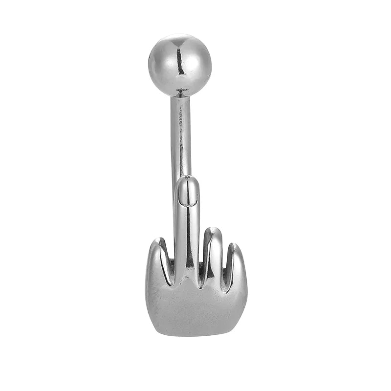 1 Piece Belly Rings Hip-Hop Punk Commute Heart Shape Spider Skull 316L Stainless Steel  Polishing Zircon