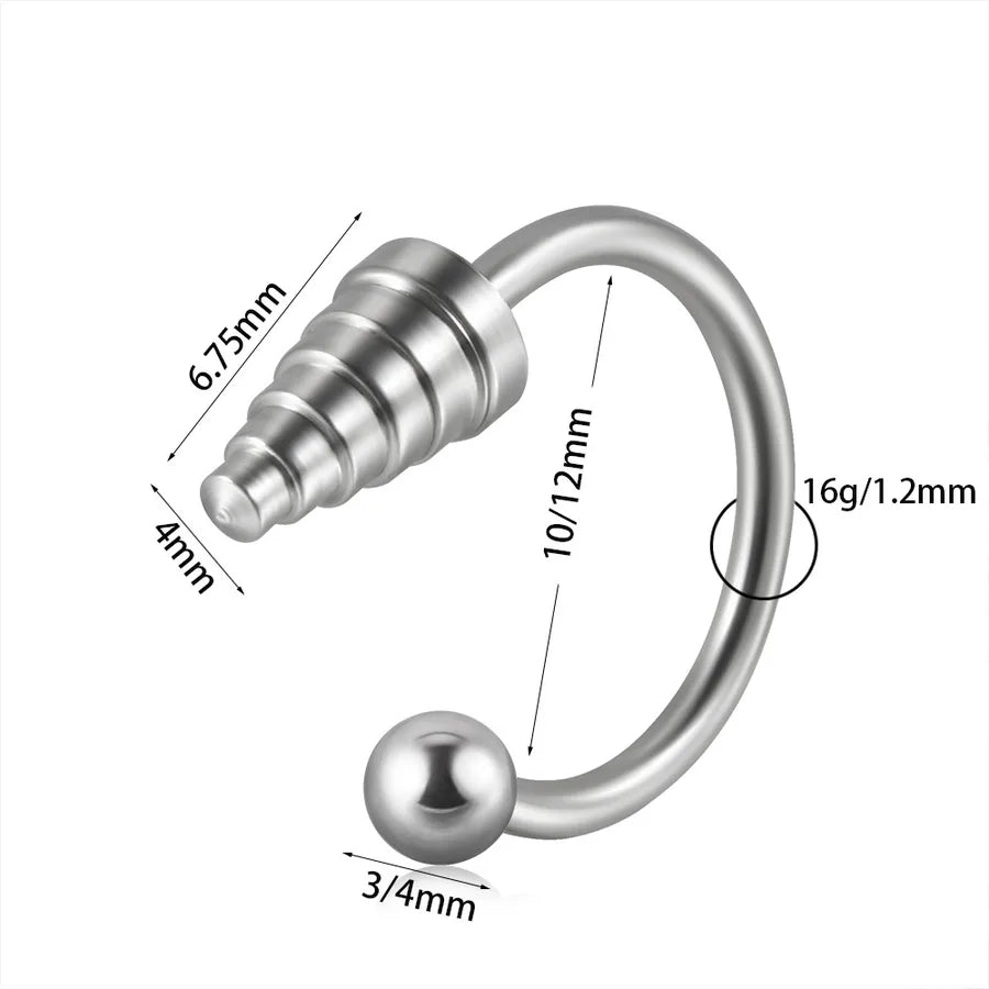 1 Piece Lip Rings Casual Simple Style Solid Color 304 Stainless Steel Plating