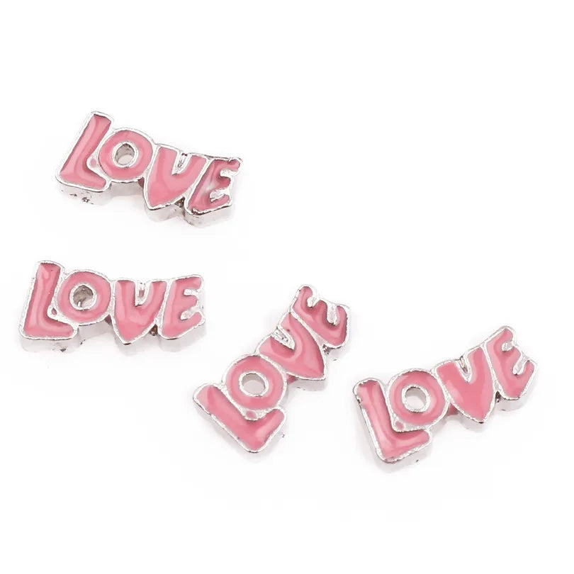 20 PCS/Package Alloy Color Block Heart Shape Beads