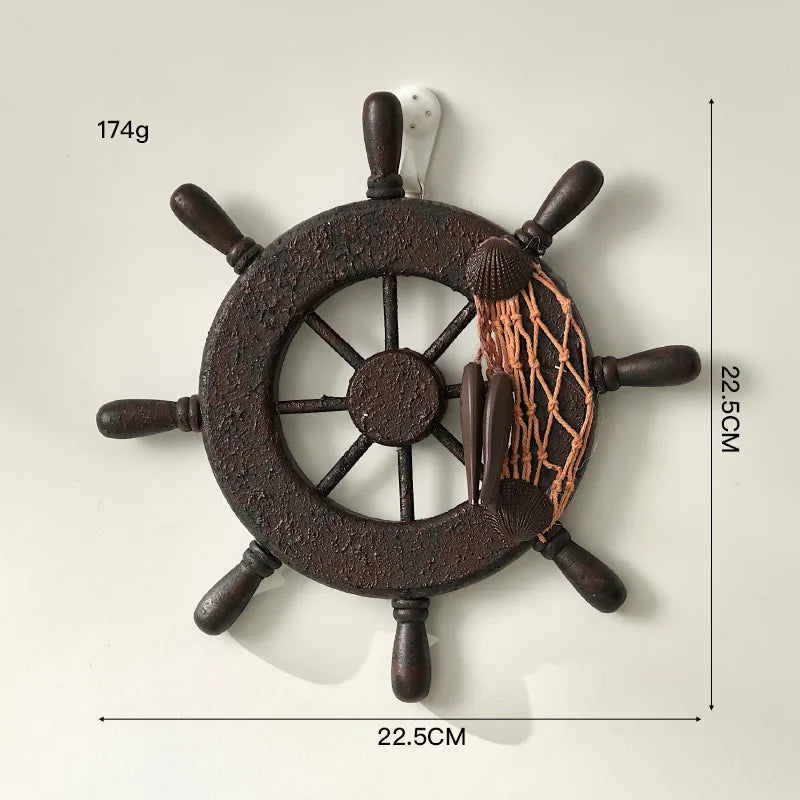 Detachable Handle Mediterranean Sailor Home Wall Hanging Steering Wheel Decor Bar Wall Background Wooden Crafts