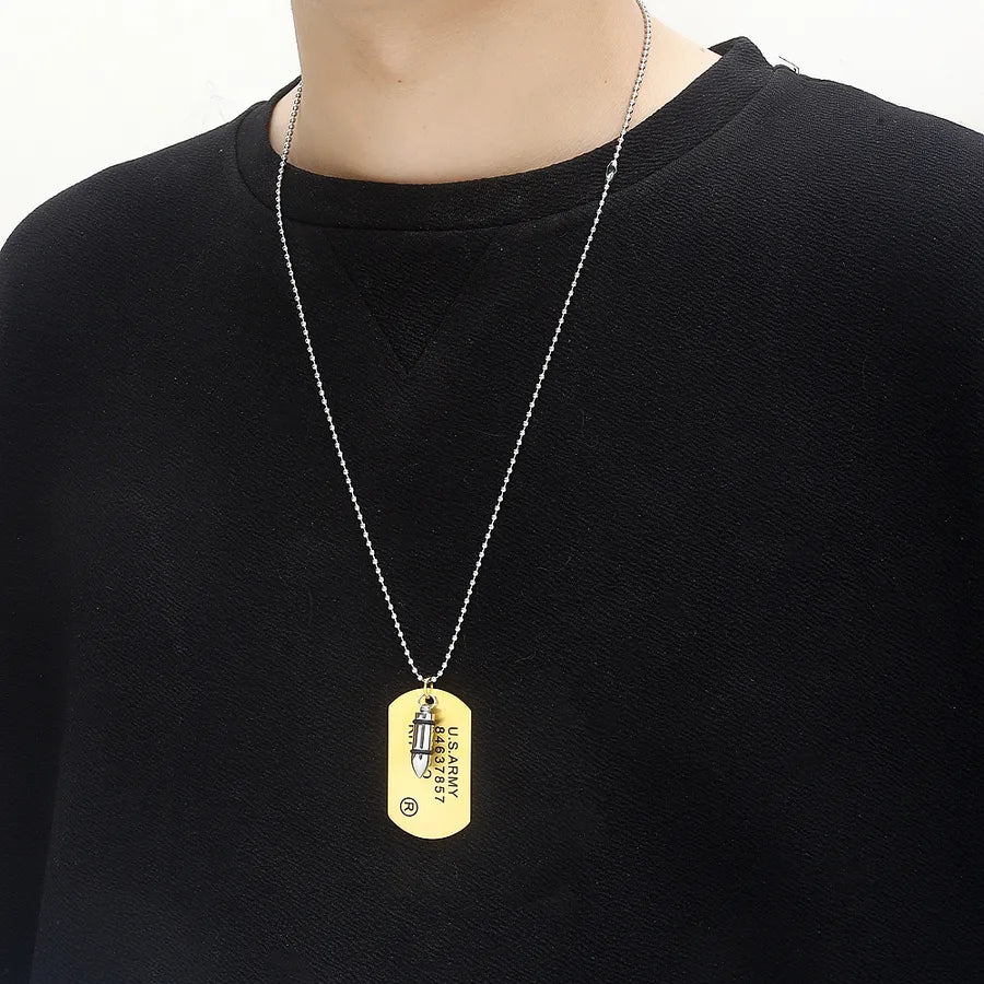 Hip-Hop Solid Color 304 Stainless Steel Plating 18K Gold Plated Men's