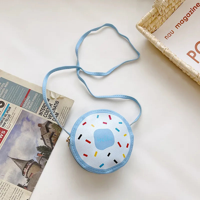 Kid'S Pu Leather Donuts Cute Round Zipper Shoulder Bag Crossbody Bag