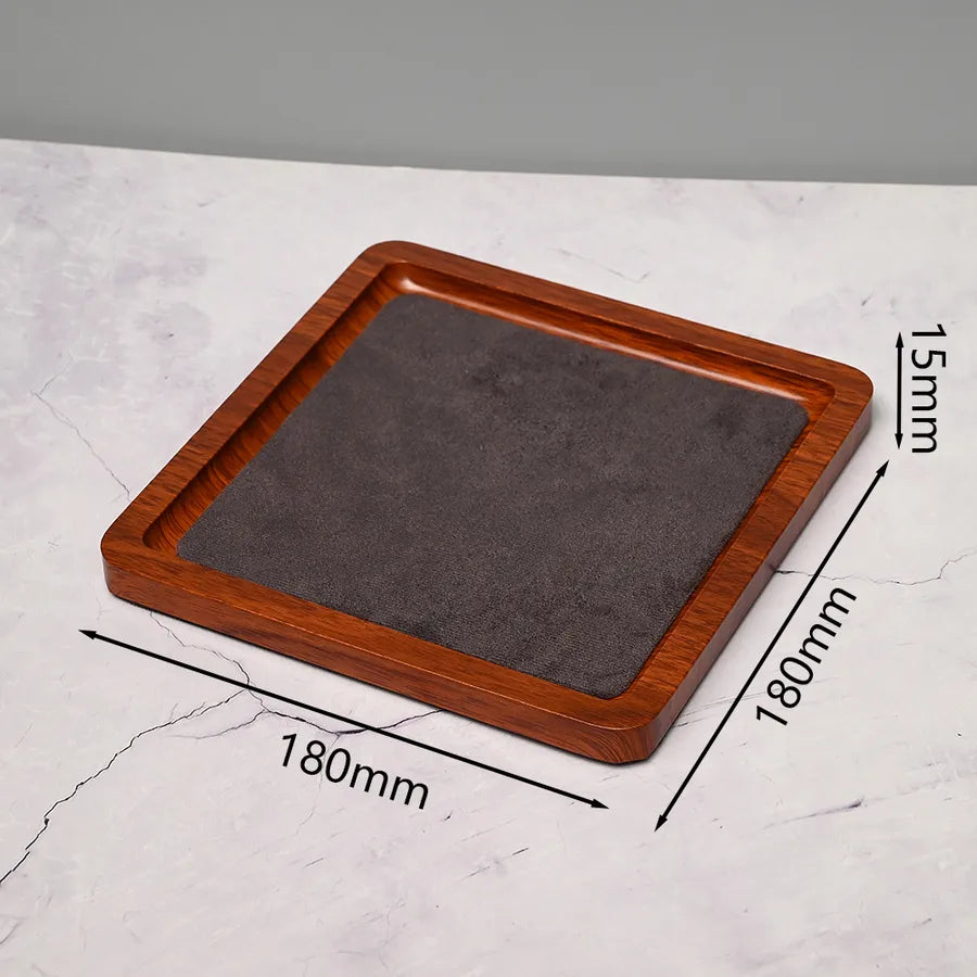 Handmade DIY Jewelry Display Plate Square Rectangle Hand Bracelet Ring Tray Artificial Wood Velvet Simple Style Jewelry Stand
