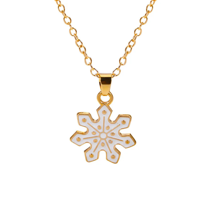 Christmas Themed Alloy Pendant Necklace With Bell Snowflake Design Geometric Pattern For Men And Women Christmas Tree Santa Claus Deer Stick
