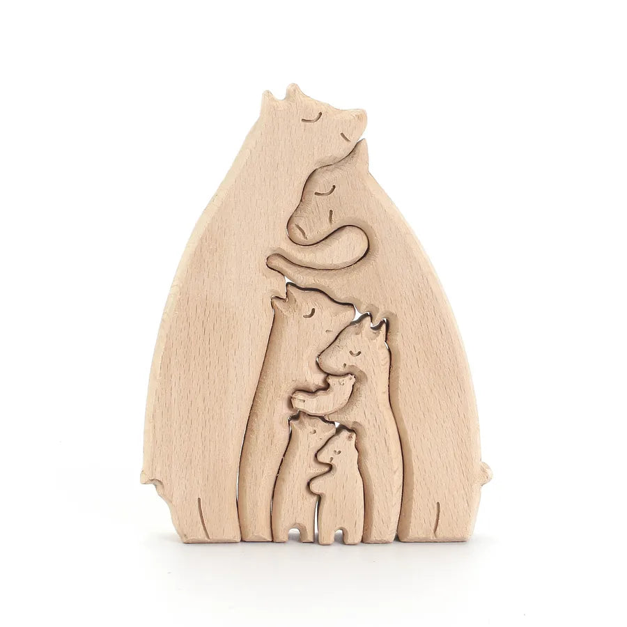 Mother'S Day Simple Style Bear Heart Shape Wood Casual Home Daily Ornaments