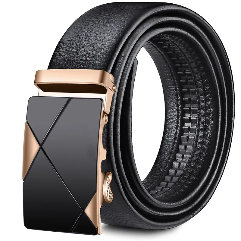 direct Belt Men's wholesale Youth Business soft leather 3.5 Automatic buckle Black Belt running Jianghu goods source