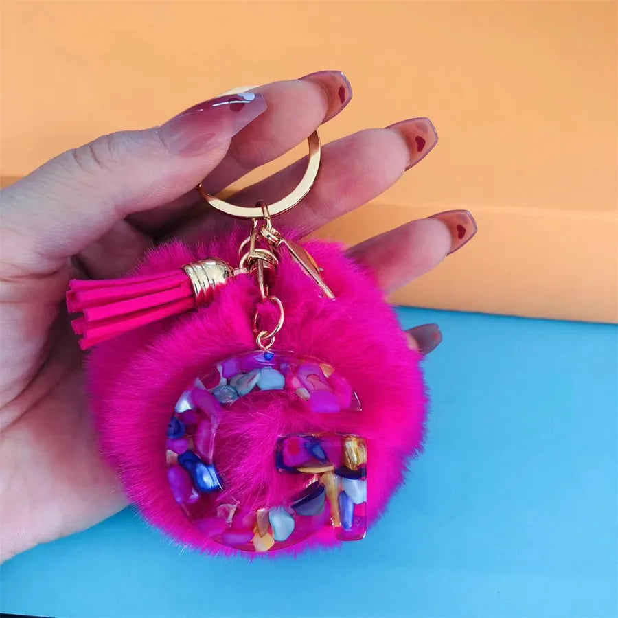 Simple Style Commute Letter Hairball Resin Unisex Bag Pendant Keychain
