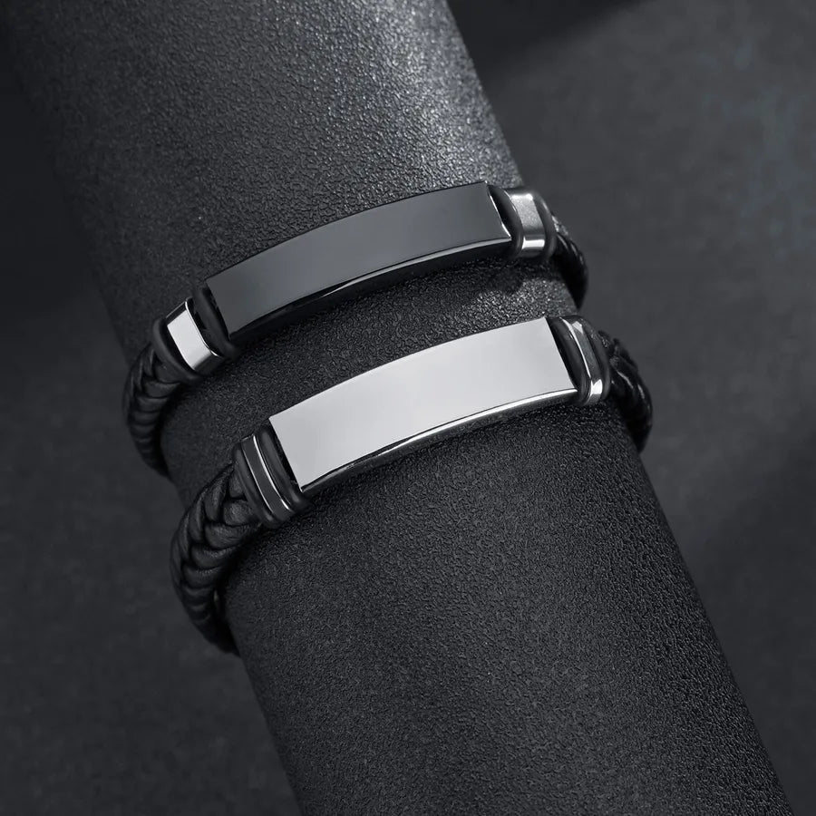 Streetwear Solid Color 201 Stainless Steel Plating Black Plated Men'S Bangle