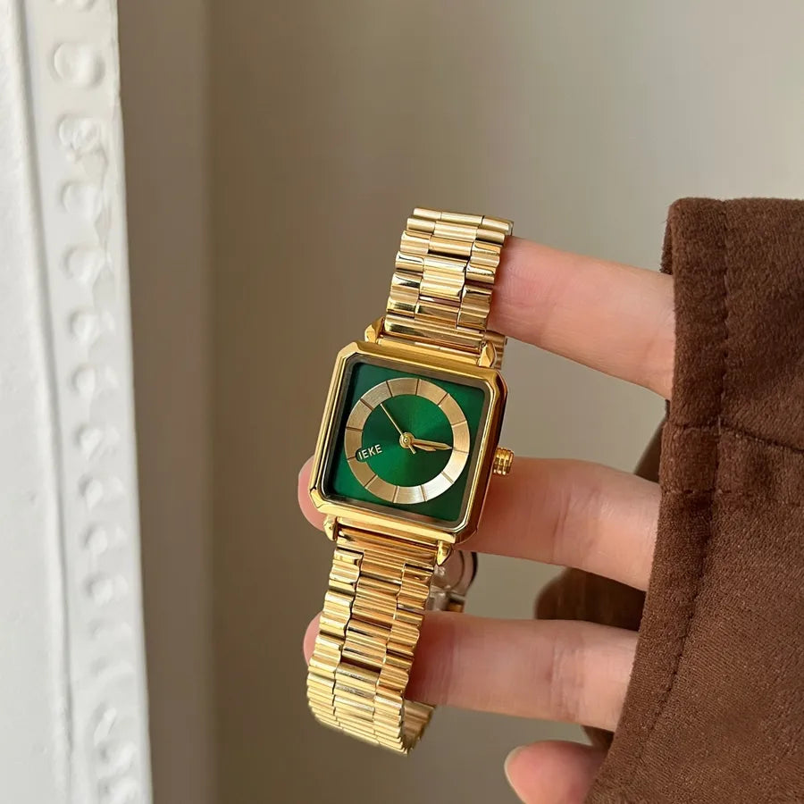 Elegant Luxurious Simple Style Square Rectangle Double Side Snaps Quartz Watch