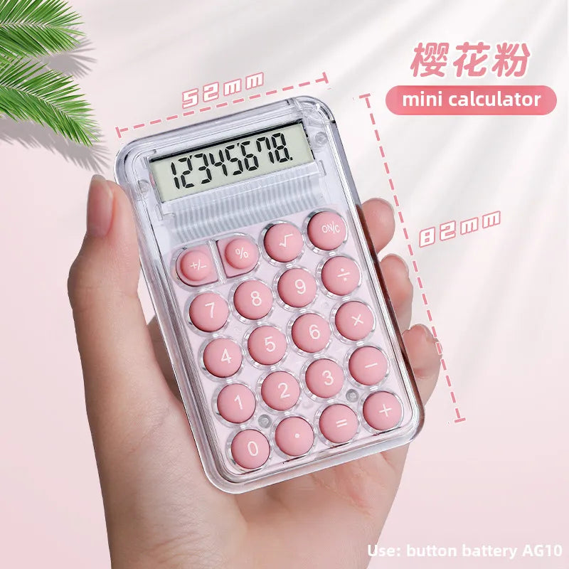 mini calculator student cute mini portable counter small silent high color value transparent junior high school students