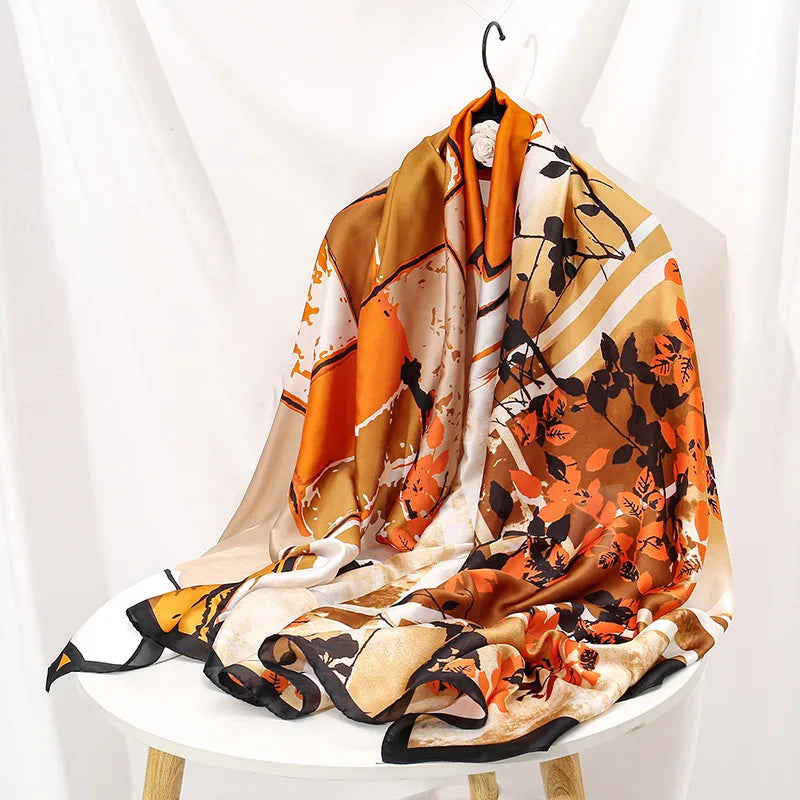 women's lady flower cloud brocade printing scarf
