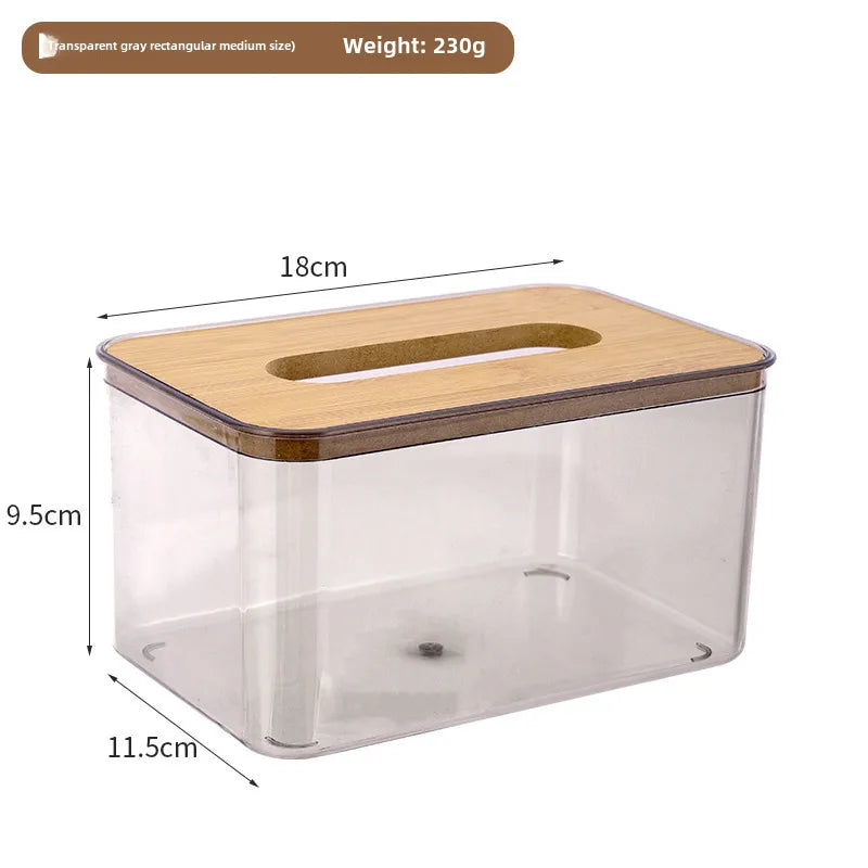 Composite board cover Nordic simple creative tissue box household living room coffee table tissue box transparent dining room tissue box