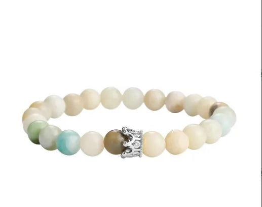 Simple Style Classic Style Round Natural Stone Agate Artificial Gemstones Bracelets In Bulk