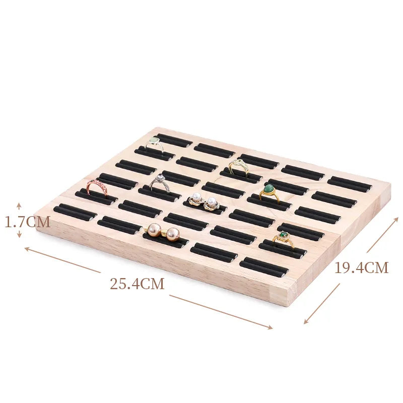 Elegant Wooden Jewelry Display Stand Ring Holder Multi-Functional Luxury Style Square Insert Plate Jewelry Accessory Showcase