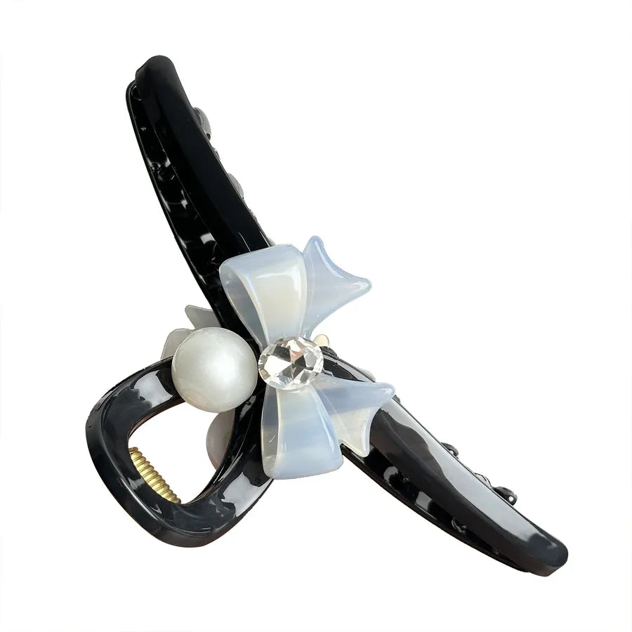 Large Versatile Acetate Butterfly Knot Hair Clip Diamond Shark Clamp Hair Accessories Elegant Simple Style Women's Hairpin