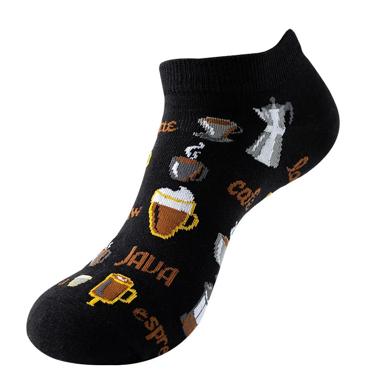 unisex sports cartoon stripe bird cotton jacquard crew socks 1 set