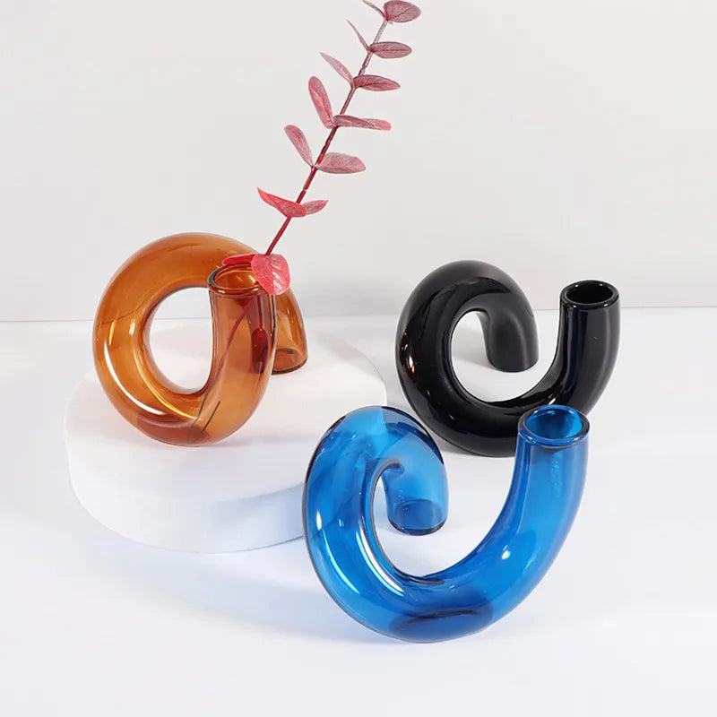 Simple Style Solid Color Glass Vase Artificial Decorations