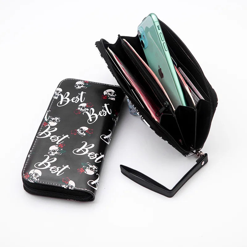 Unisex Skull PU Leather Zipper Wallets