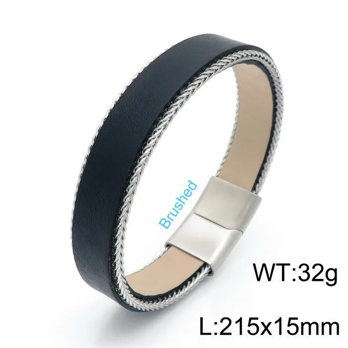 punk streetwear geometric titanium steel men's bangle