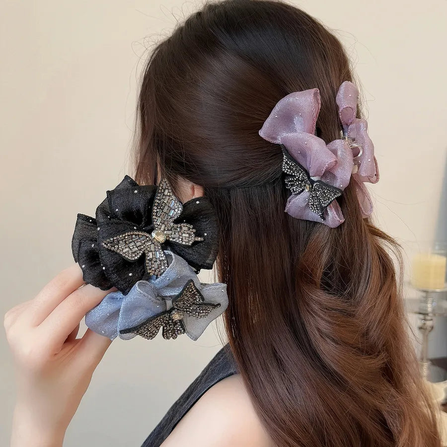 Summer Large Size Hair Clips Half Head Fullness Butterfly Knot Shark Fin Hair Accessories Women's Fashion Hairpins Hair Ties
