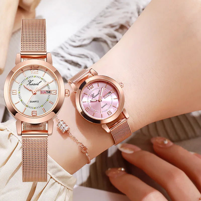 casual solid color horseshoe buckle quartz women's watches