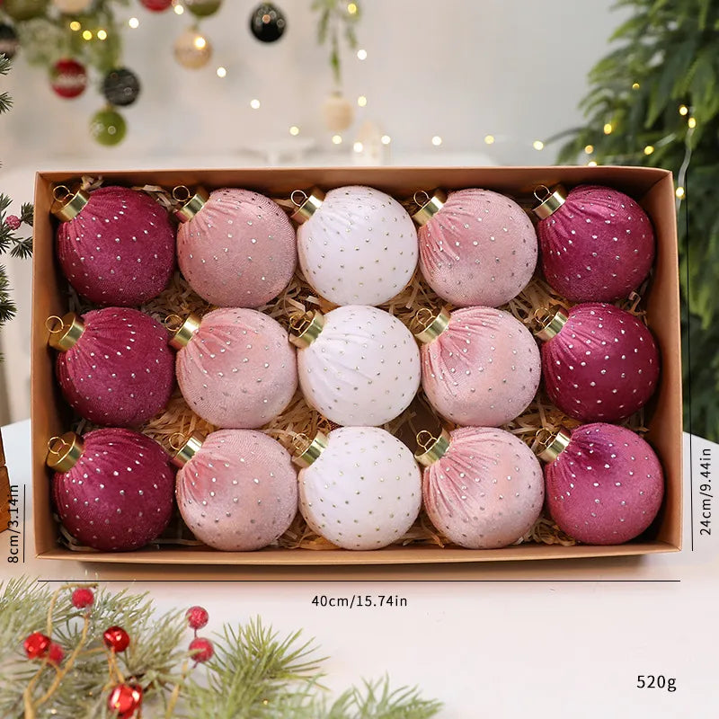 Luxurious Velvet Christmas Ball Ornament Star Embellished Christmas Tree Decoration Festive Fabric Star Stuffed Ball Hanging