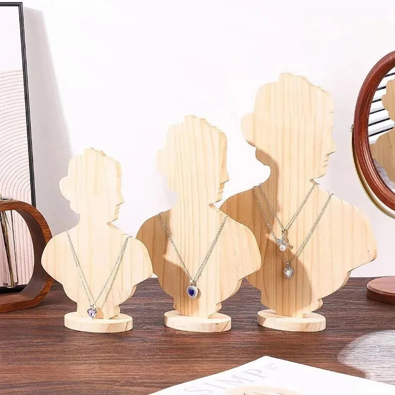 Elegant Wooden Jewelry Necklace Display Stand Storage Rack Artistic Style Integrated Design Luxury Props New Model Storage Rack