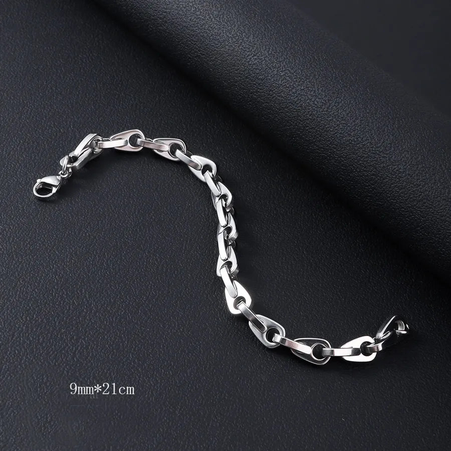 Hip-Hop Geometric 201 Stainless Steel Plating Men's Bracelets Men Chain Bracelets